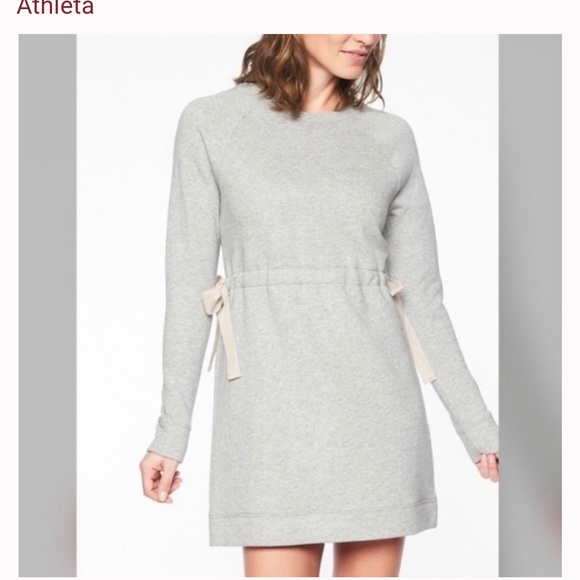 Athleta Grey sweatshirt dress with cinched waist - Picture 3 of 8